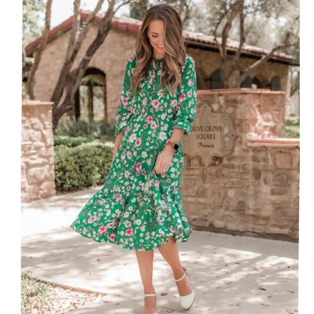 Urban Outfitters Reese Tiered Smocked Midi Dress XS